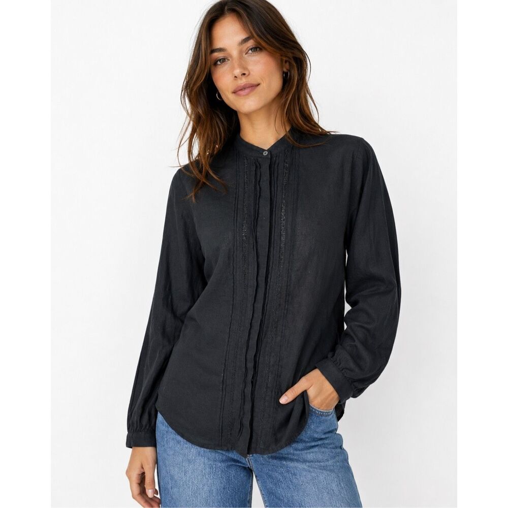 ✨Ines De La Fressange & Uni Qlo COTTON LONG-SLEEVE BLACK SZ XL SHIRT✨